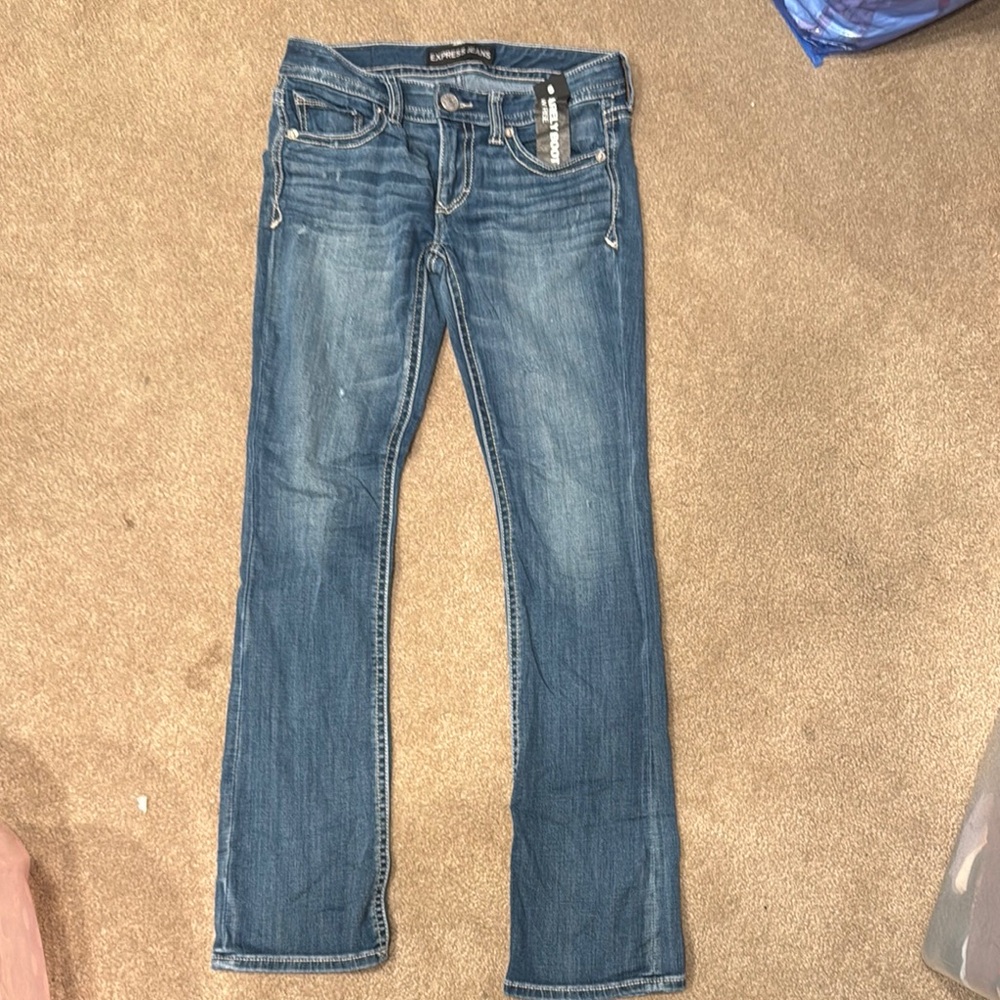 Express Women's Barely Boot Light Blue Jeans